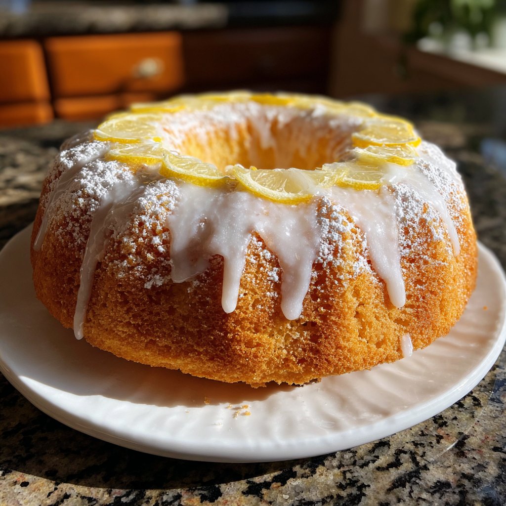 Zitronenkuchen mit Puderzucker