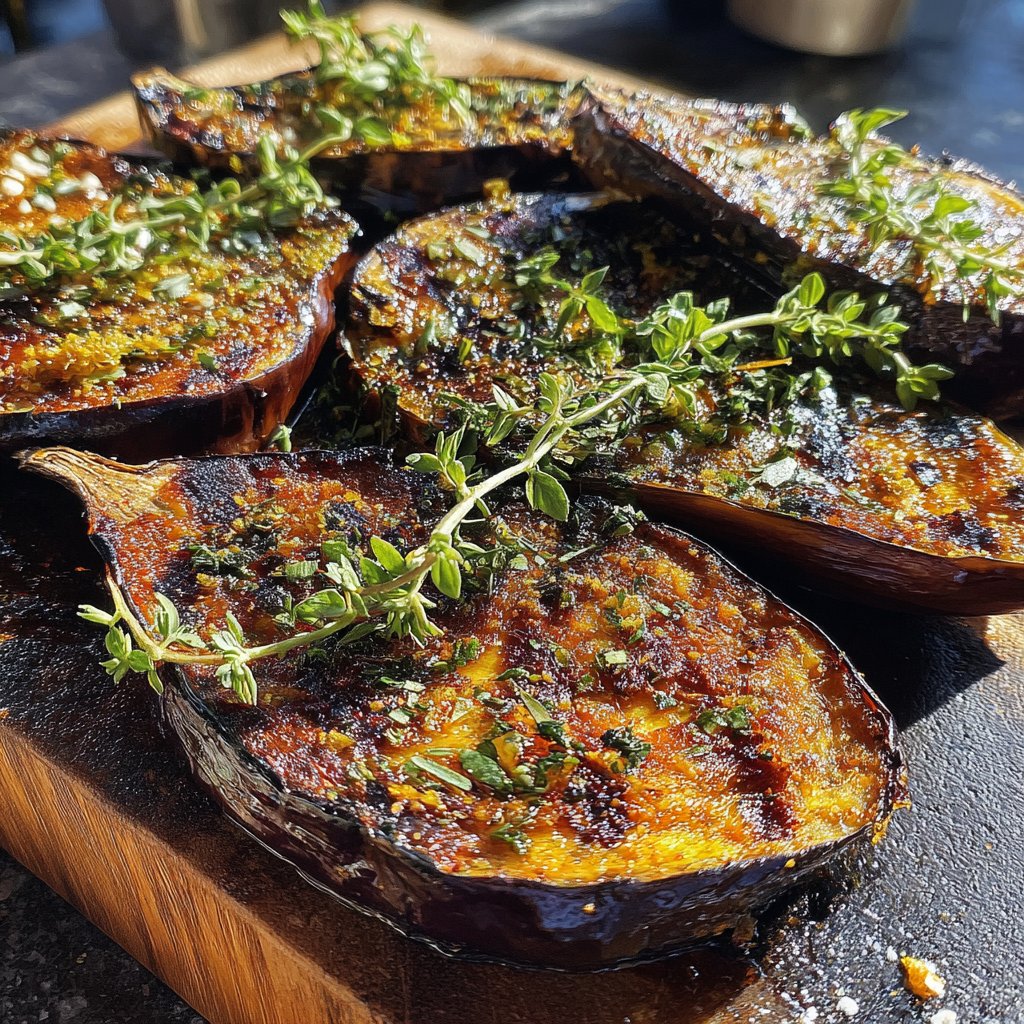 Ofengeröstete Auberginen mit mediterranen Kräutern