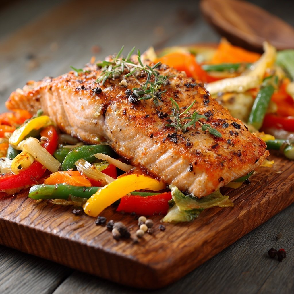 Kalorienarmes Abendessen Mit Lachs Und Gemüse